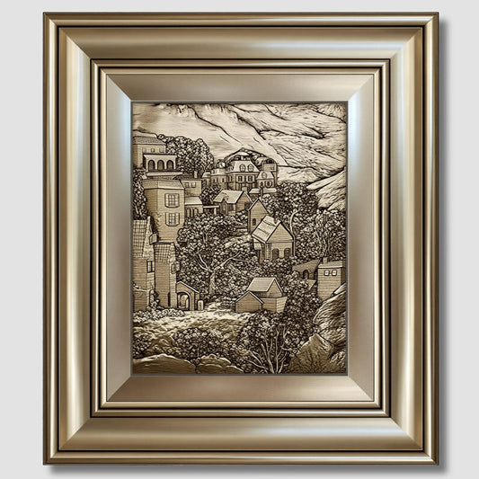 منظر طبيعي بارز - قرية - فضي - Azizi Design - عزيزي ديزين