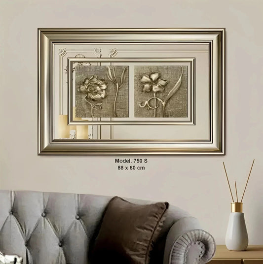 منظر طبيعي بارز - ورودر - فضي - Azizi Design - عزيزي ديزين