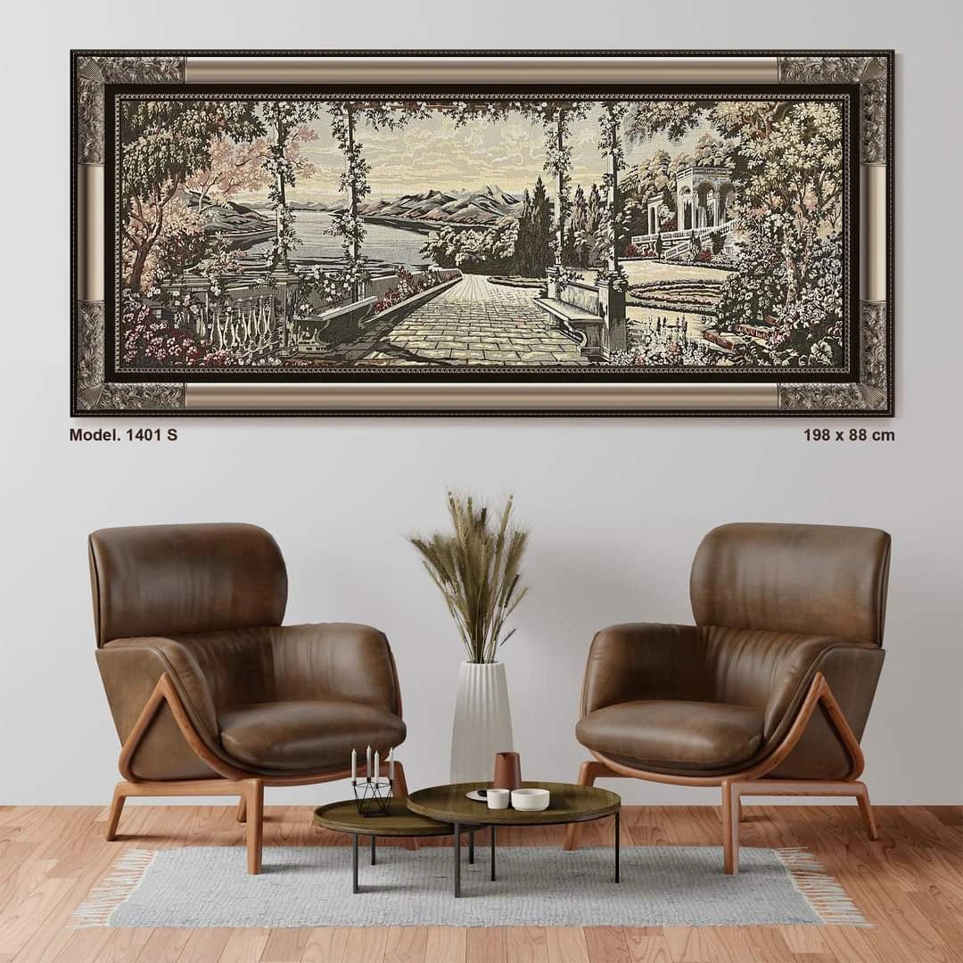 لوحة غوبلان فاخرة - كبيرة - فضي - Azizi Design - عزيزي ديزين