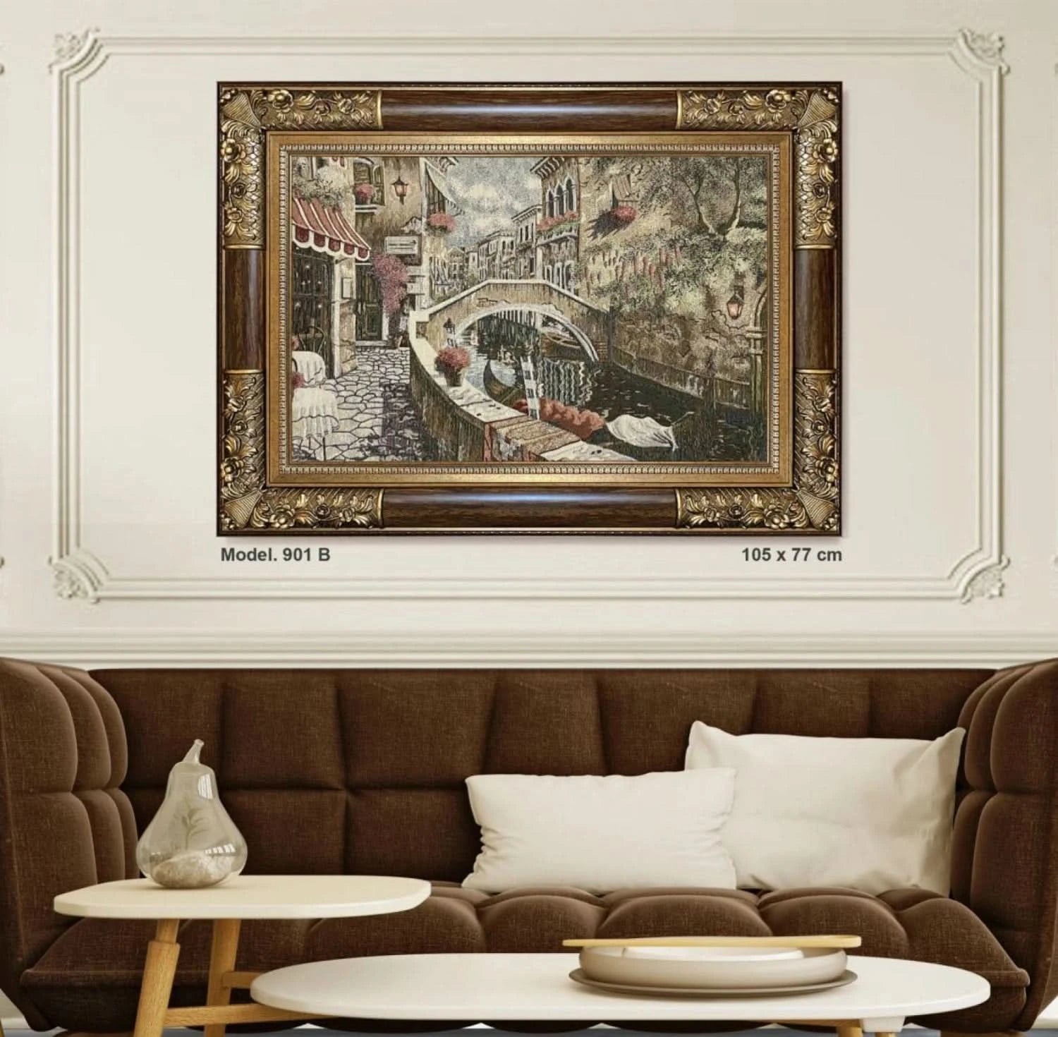 لوحة جوبلان فاخرة - كبيرة - بني - Azizi Design - عزيزي ديزين