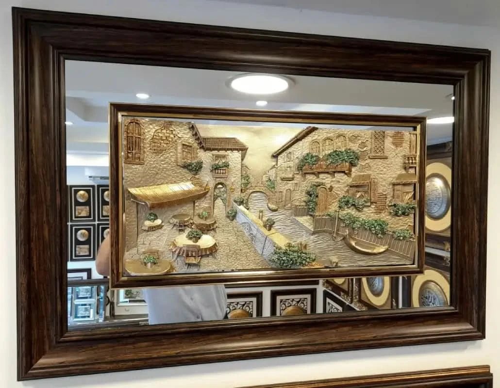 لوحة مودرن نحت ثلاثي الأبعاد - كبيرة - فينيسا - بني - Azizi Design - عزيزي ديزين