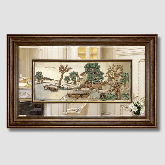 لوحة مودرن نحت ثلاثي الأبعاد - لارج - قارب - بني - Azizi Design - عزيزي ديزين