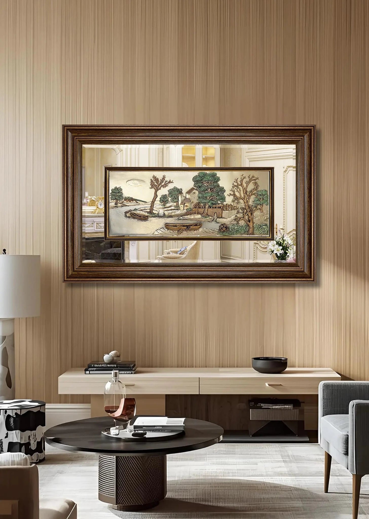 لوحة مودرن نحت ثلاثي الأبعاد - لارج - قارب - بني - Azizi Design - عزيزي ديزين