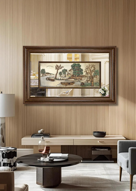 لوحة مودرن نحت ثلاثي الأبعاد - لارج - قارب - بني - Azizi Design - عزيزي ديزين