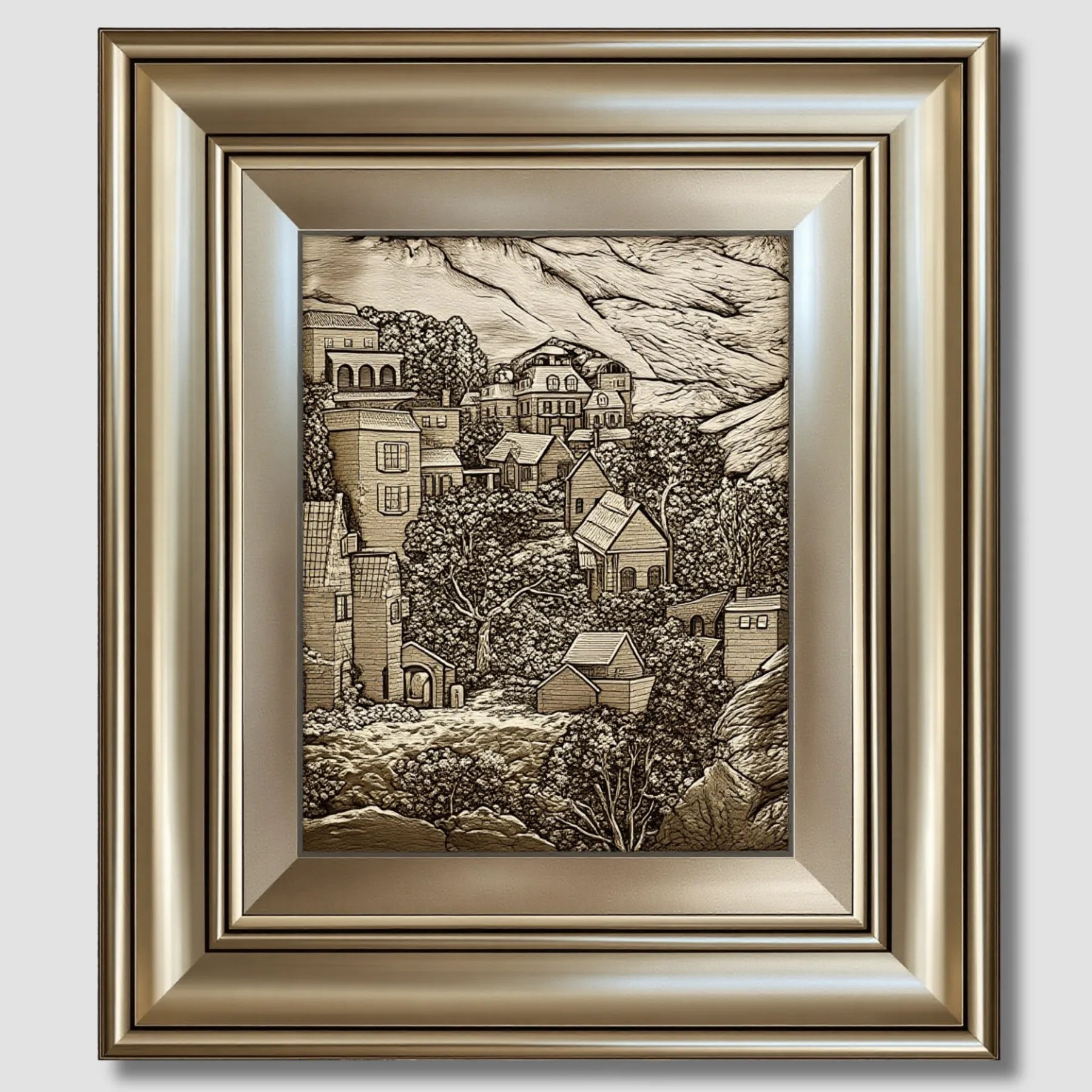 منظر طبيعي بارز - قرية - فضي - Azizi Design - عزيزي ديزين