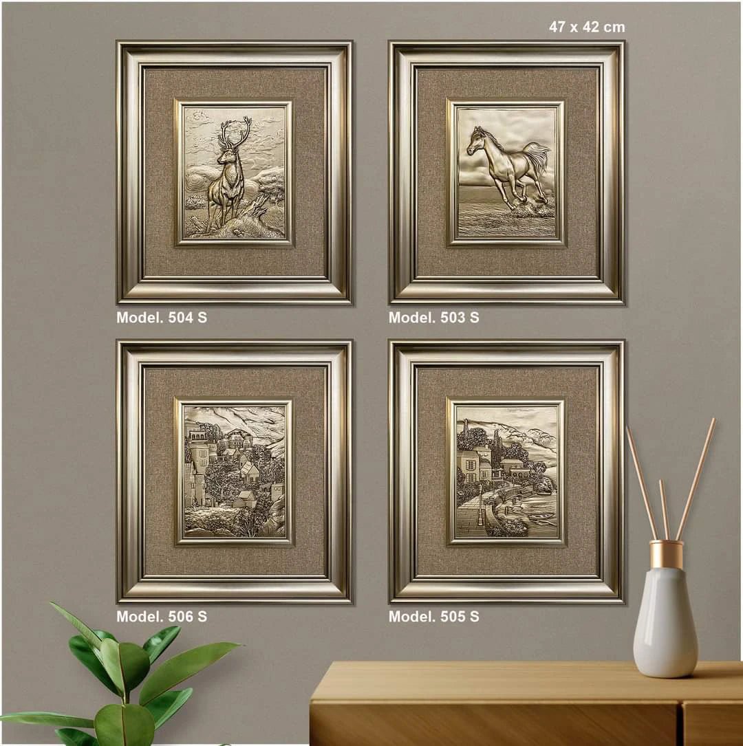 منظر طبيعي بارز - قرية جبلية - فضي - Azizi Design - عزيزي ديزين