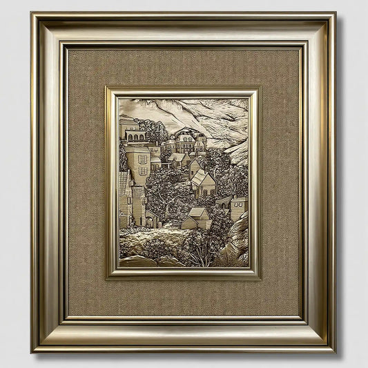 منظر طبيعي بارز - قرية جبلية - فضي - Azizi Design - عزيزي ديزين