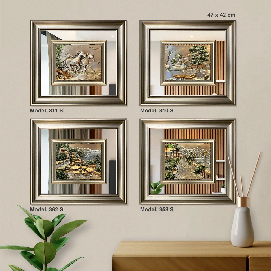 منظر طبيعي بارز - مظلات - فضي - Azizi Design - عزيزي ديزين