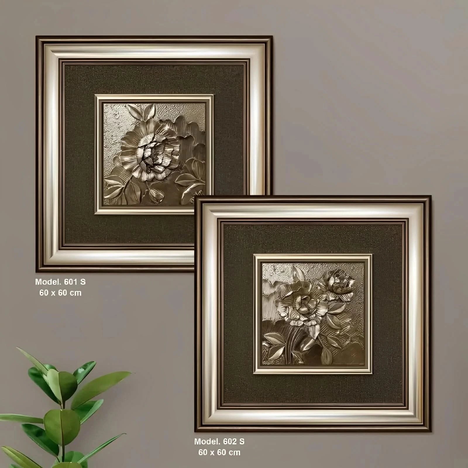 منظر طبيعي بارز - ورودر - فضي - Azizi Design - عزيزي ديزين
