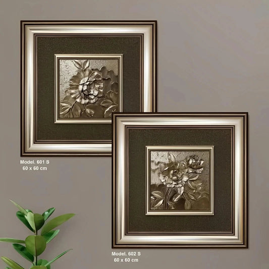 منظر طبيعي بارز - ورودر - فضي - Azizi Design - عزيزي ديزين