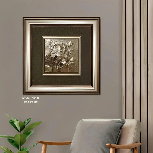 منظر طبيعي بارز - ورودر - فضي - Azizi Design - عزيزي ديزين