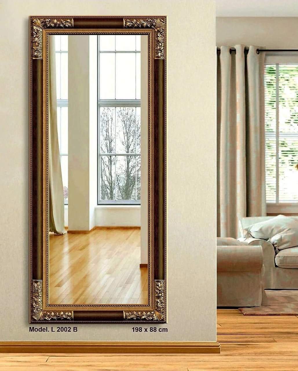 مراية كلاسيك مودرن - لارج - بني - Azizi Design - عزيزي ديزين