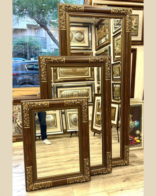 مراية كلاسيك مودرن - لارج - بني - Azizi Design - عزيزي ديزين