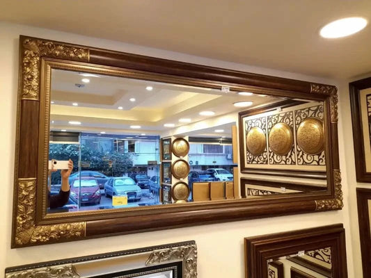 مراية كلاسيك مودرن - لارج - بني - Azizi Design - عزيزي ديزين