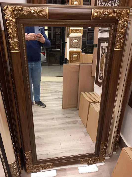 مراية كلاسيك مودرن - وسط - بني - Azizi Design - عزيزي ديزين