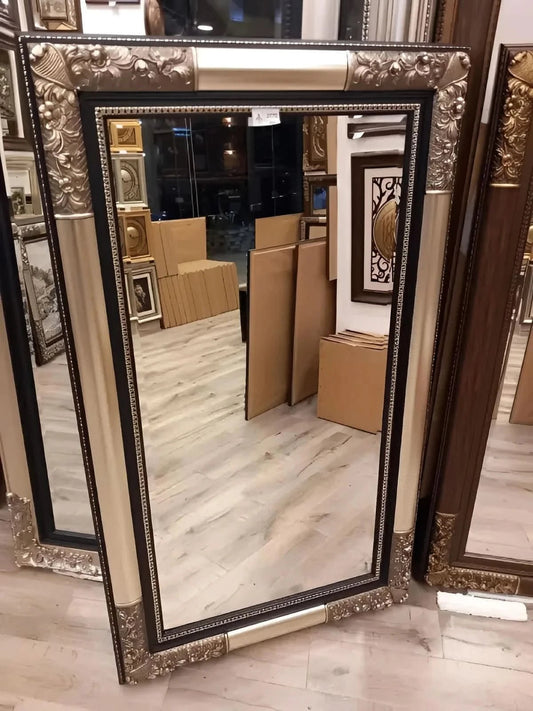 مراية كلاسيك مودرن - وسط - فضي - Azizi Design - عزيزي ديزين