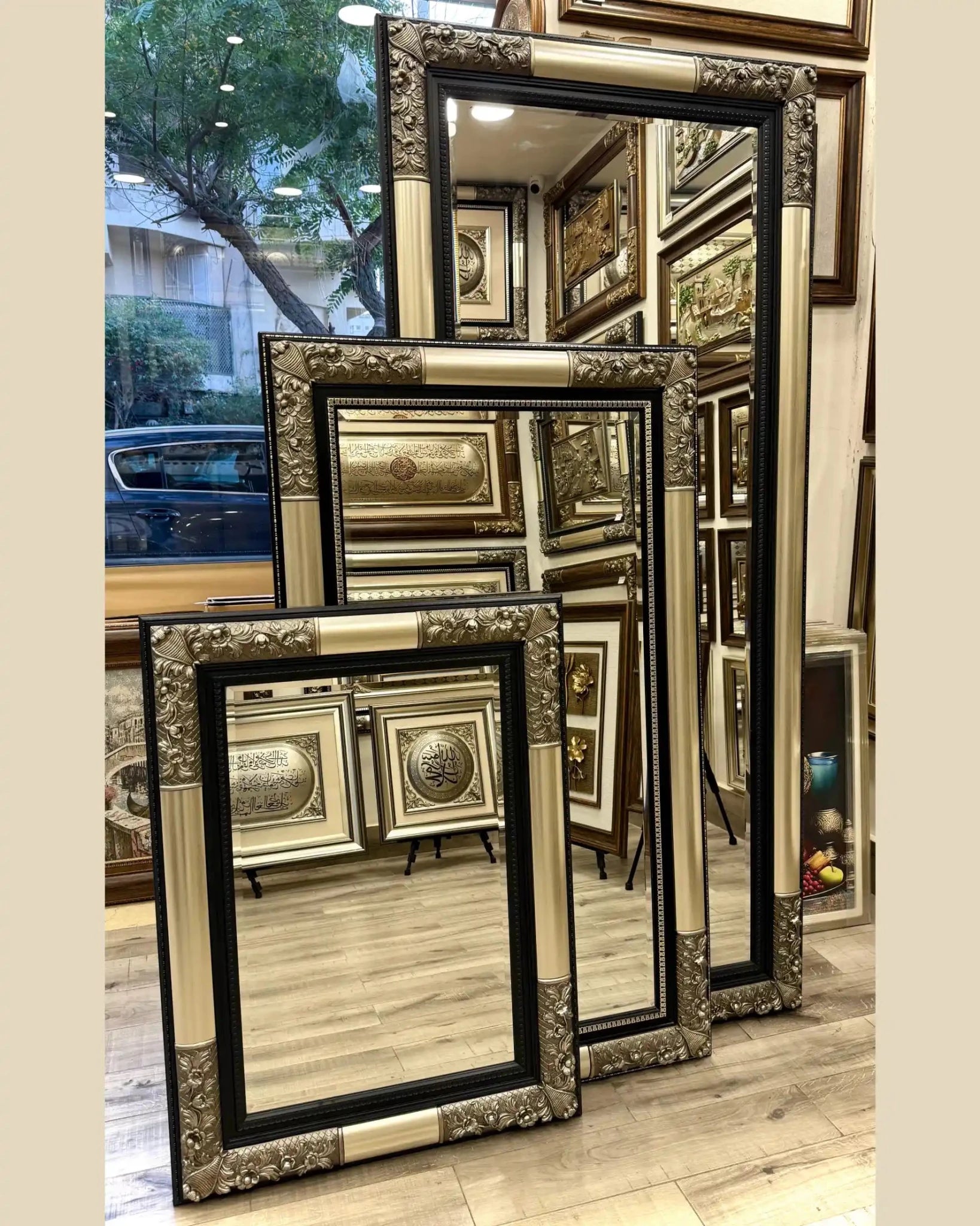 مراية كلاسيك مودرن - صغيرة - فضي - Azizi Design - عزيزي ديزين