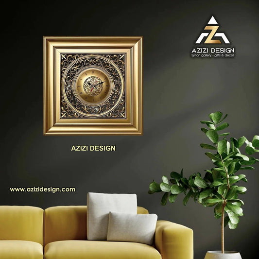 ساعة فاخرة - كبيرة - ذهبي - Azizi Design - عزيزي ديزين