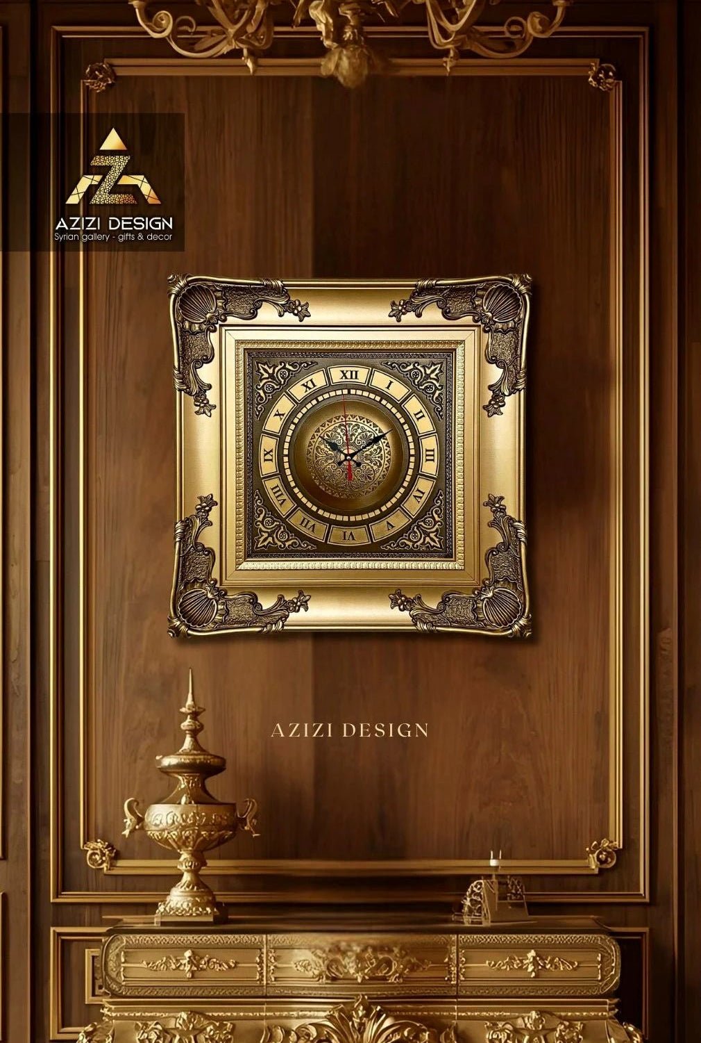 ساعة فاخرة - ذهبي - Azizi Design - عزيزي ديزين
