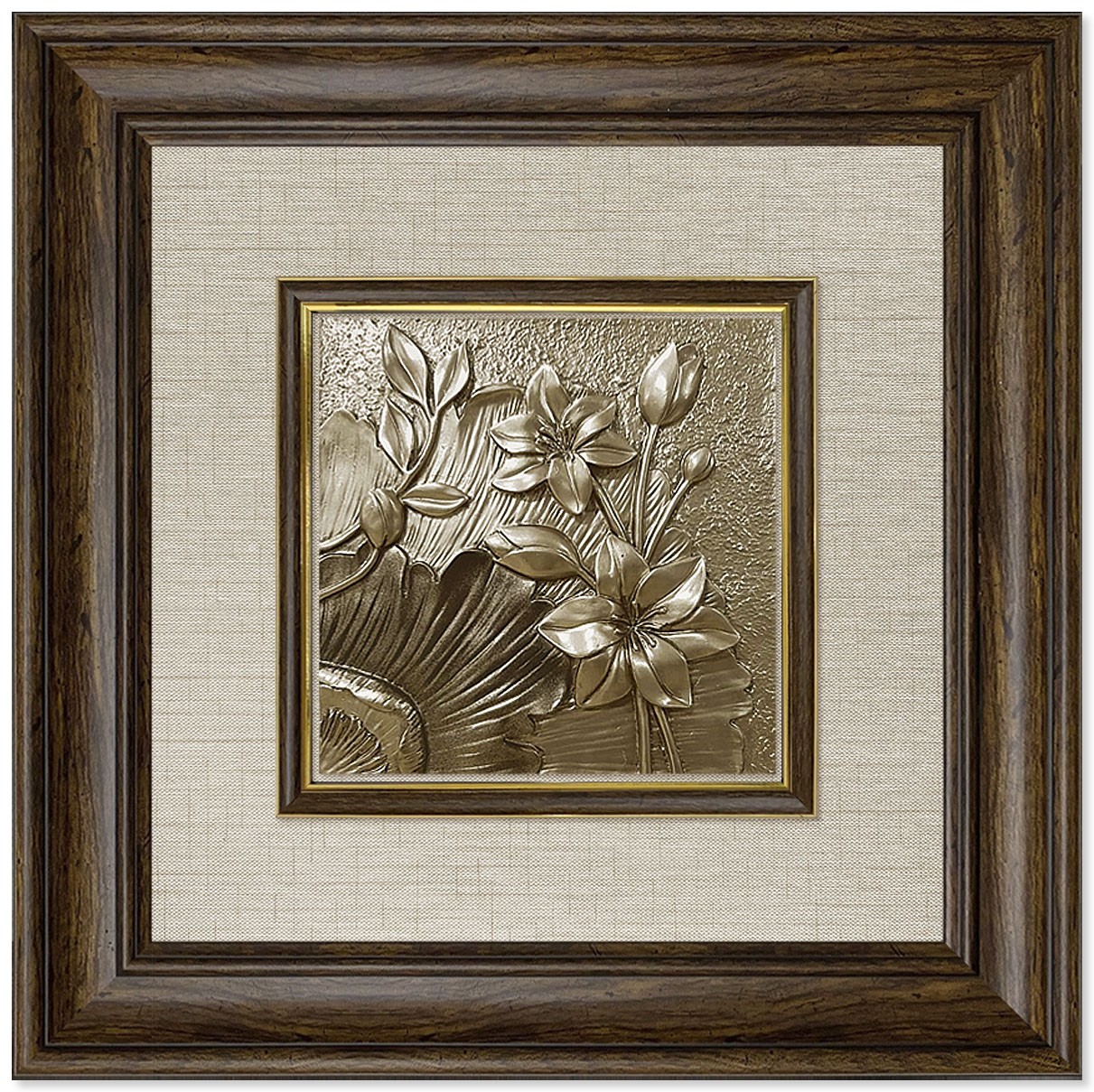 Modern  3D Sculpture Tableau - medium - roses - Brown