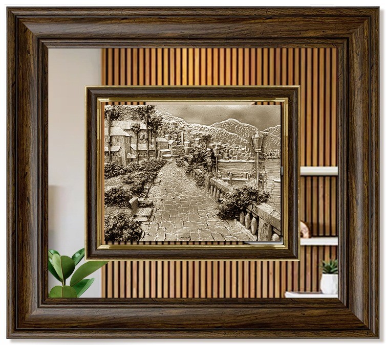 Modern  3D Sculpture Tableau - small - Marine Corniche - Brown