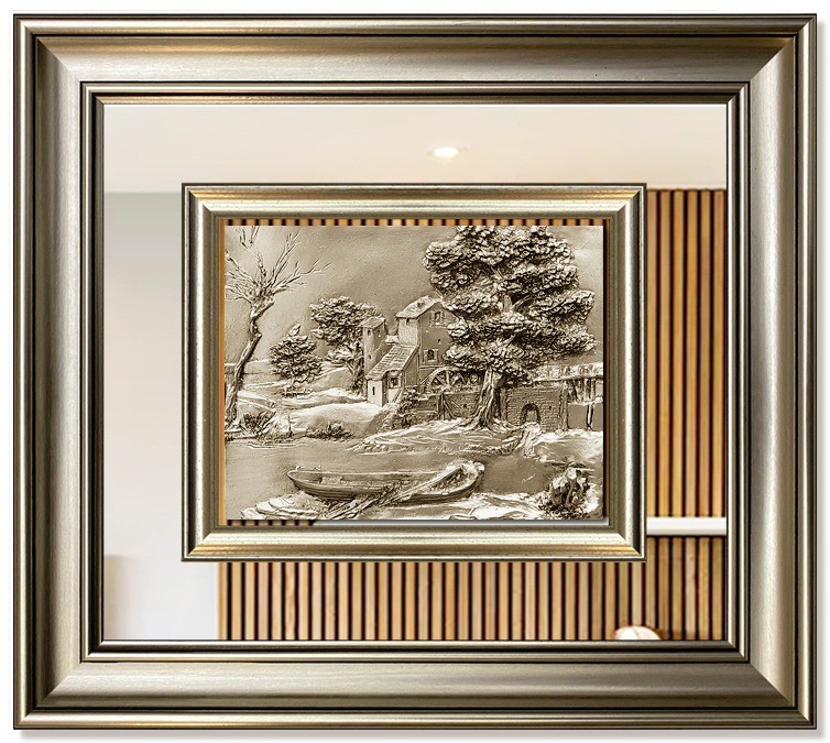 Modern  3D Sculpture Tableau - small - Boat - Silver