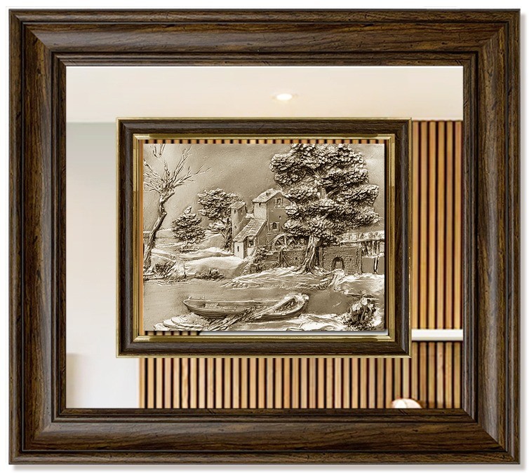 Modern  3D Sculpture Tableau - small - Boat - Brown