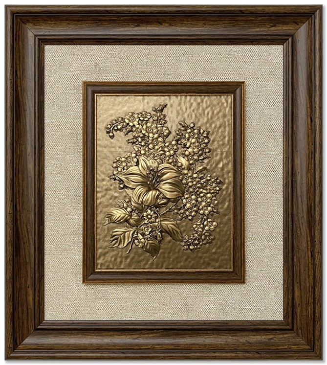 Modern  3D Sculpture Tableau - small - roses - Brown